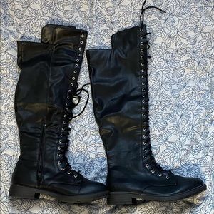 Black knee high boots